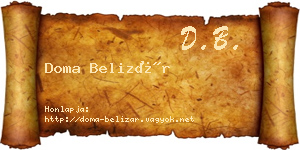Doma Belizár névjegykártya
